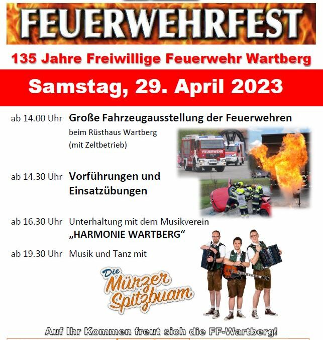 Ankündigung Feuerwehrfest am 29. April